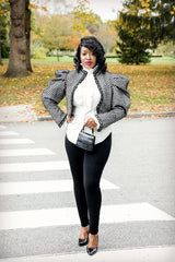 Tweed Bubbled Sleeve Jacket - Shop Kpellé