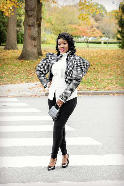 Tweed Bubbled Sleeve Jacket - Shop Kpellé