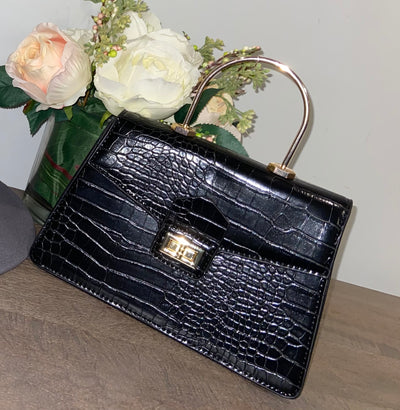 Fashionista Croc Gold Handle Handbag - Shop Kpellé